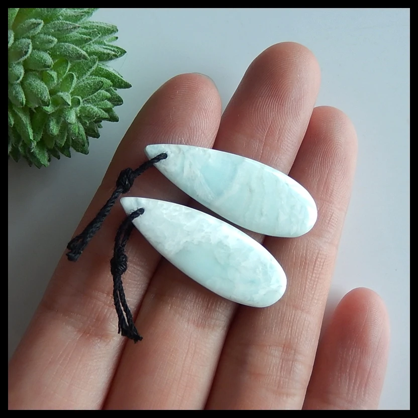 Натуральный драгоценный камень Larimar Модные женские серьги бусины, бижутерия из полудрагоценных камней, 31x11x4 мм, 4,6 г