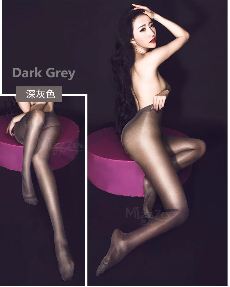 Grey 3D блестящие глянцевые масляные чулки Высокая талия открытая промежность формирующие колготки леггинсы сексуальное нижнее белье женские чулки - Цвет: Grey