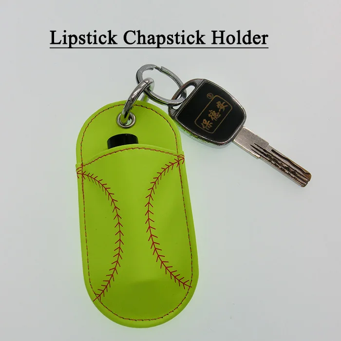 Бейсбол или софтбол кожаный брелок Chapstick Flashdrive держатель Спорт