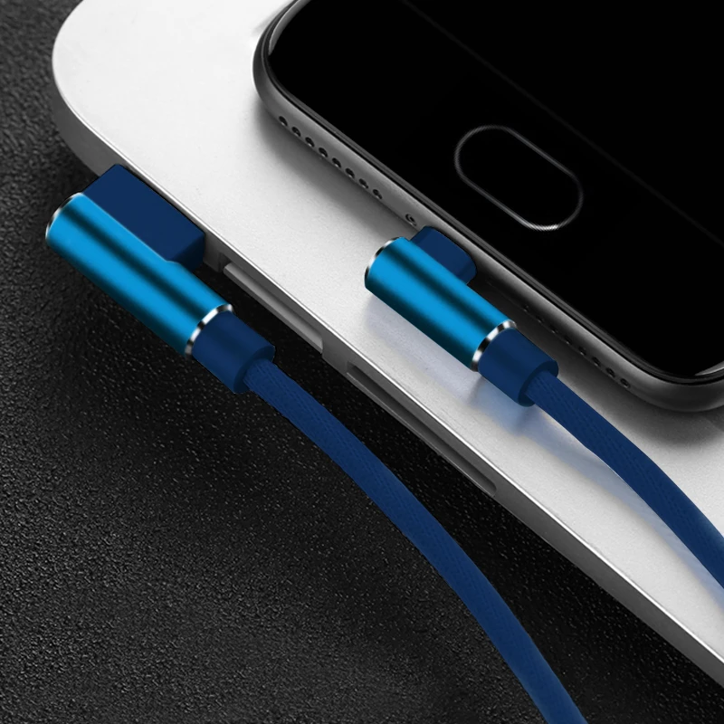 1 m 2 m 3M usb кабель с углом 90 градусов Тип usb C кабель для зарядного устройства для samsung Galaxy S9 S8 Plus Note 8 9 происхождения USB-C для быстрой зарядки и передачи данных длинный провод шнур - Цвет: Синий