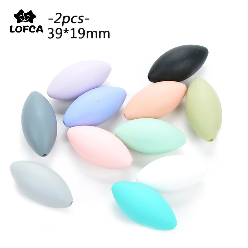 LOFCA 2pcs/lot Rugby Silicone Beads Baby Teether Making DIY Necklace Food Grade BPA Free Teething Toy Pacifier Chain | Мать и ребенок