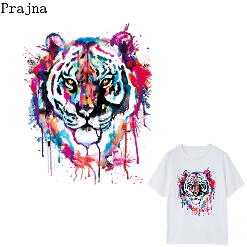 Заплатки Prajna для джинсовой одежды с тигром, стикеры на одежде в стиле Фэшн, переводные наклейки с возможностью глажки, уровень А, моющиеся, термопереносные, прессованные, буква Е.