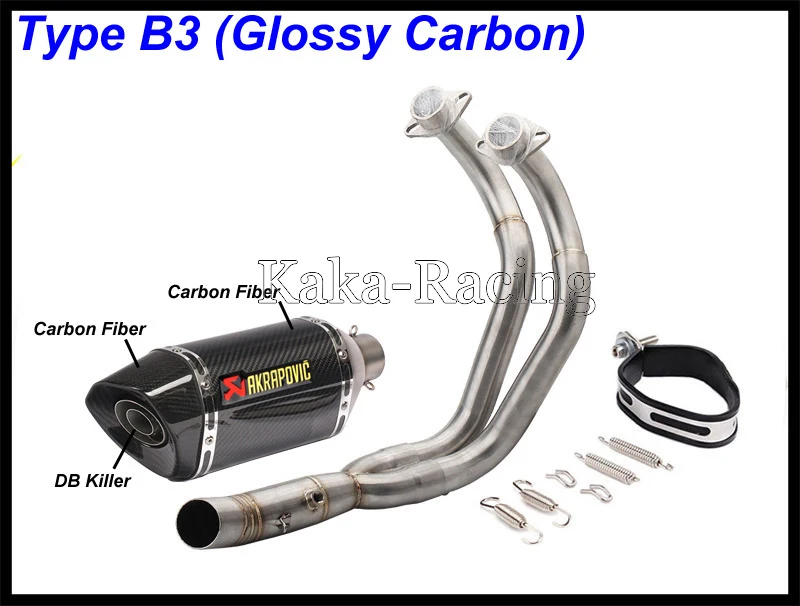 MT07 FZ07 углеволоконные akrapovic выхлопной глушитель мото полная система скольжения для Yamaha mt-07 FZ-07 Tracer- XSR700 - Цвет: Type B3