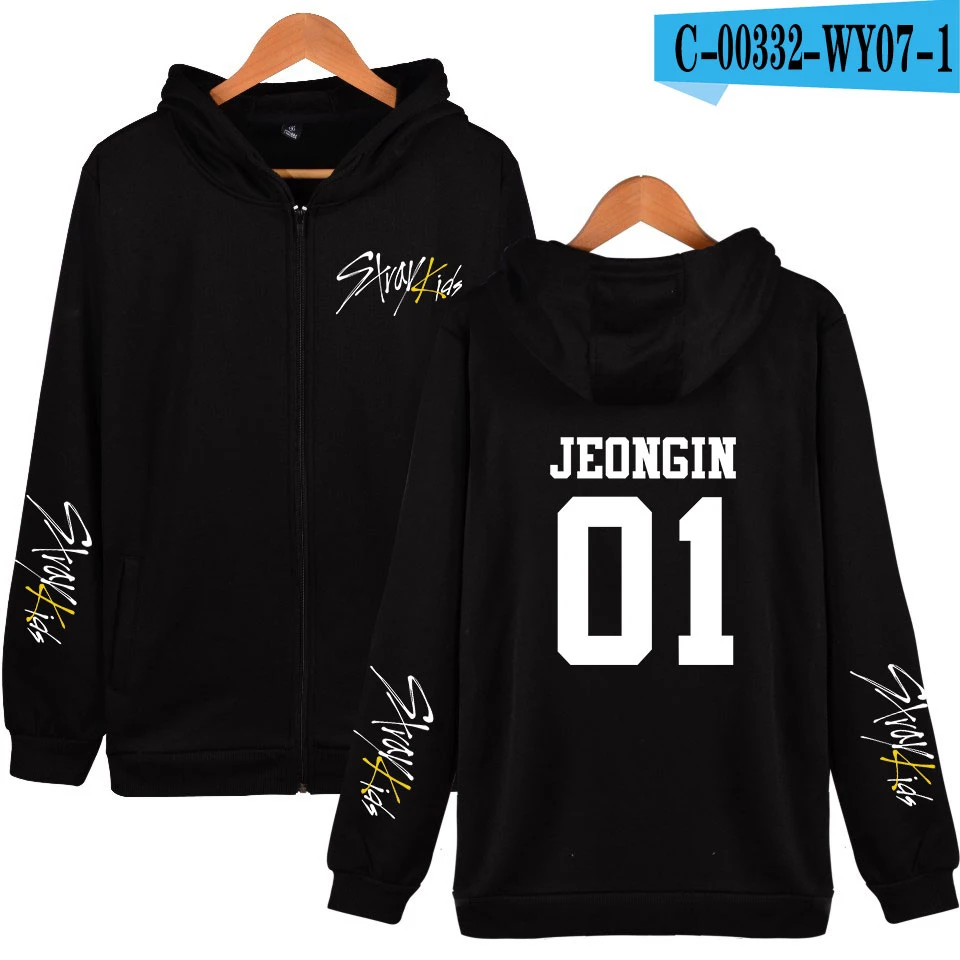 Страй дети Негабаритных Толстовки на молнии женщин/мужчин StrayKids альбом KPOP желтая древесина толстовки молнии Одежда - Цвет: picture color