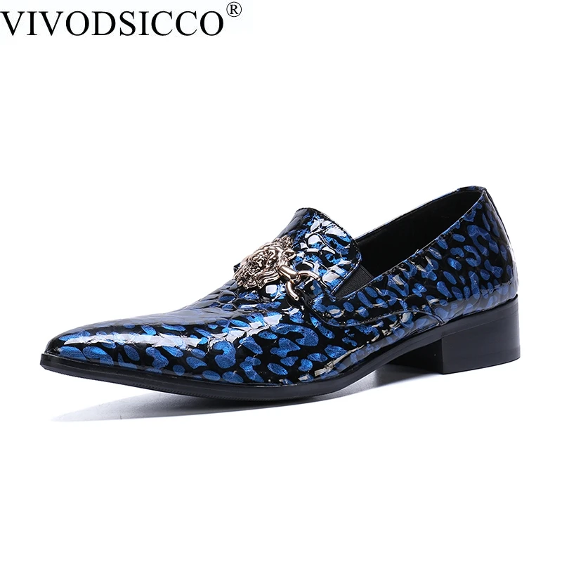 

VIVODSICCO New Luxury Italian Fashion Men Shoes Pointed Toe Loafers Shoes Dress Business Image Prom Shoes Male Zapatos Hombre