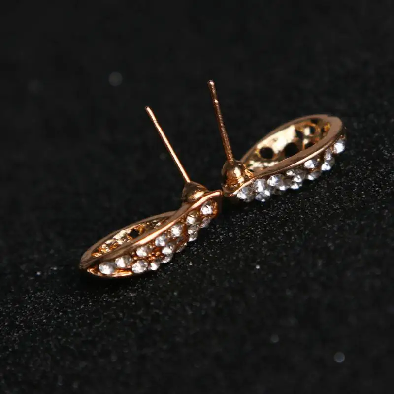 Новая Мода Женская Дамы Форма Листа Прозрачного Хрусталя Rhinestone Серебряный