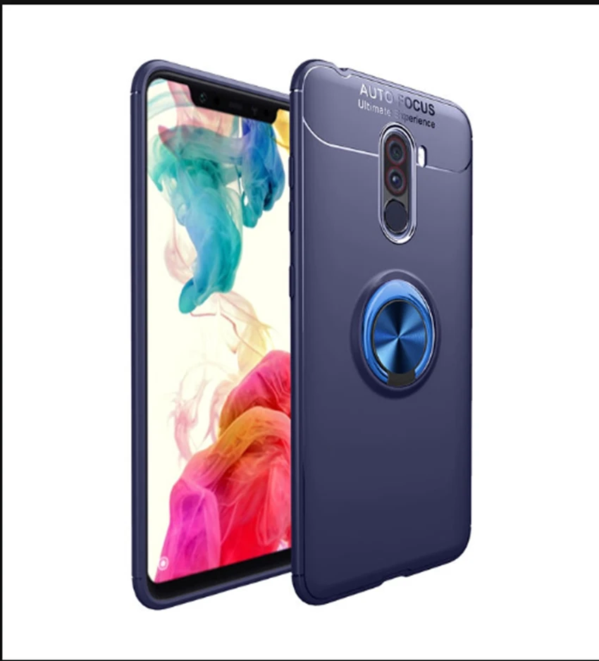 Для Xiaomi Pocophone F1 автомобильный магнитный держатель для колец чехол для Pocophone F1 TPU Автофокус Невидимый палец кольцо гибридный автомобиль Hodeler