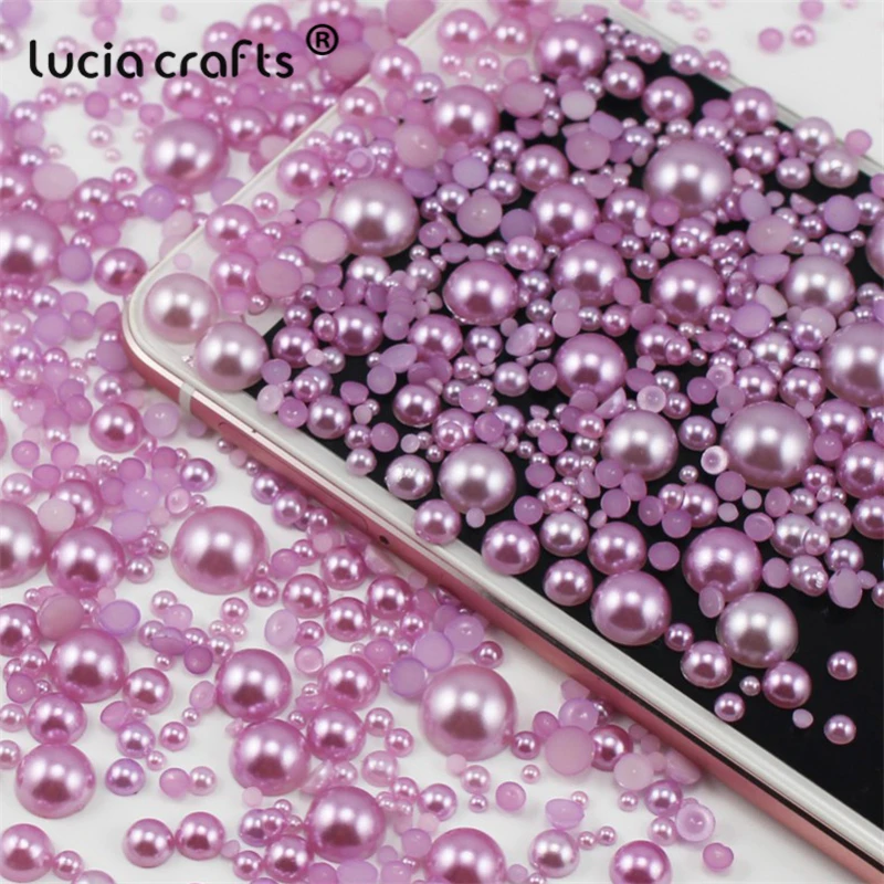Lucia crafts, 576 шт, смешанный размер, имитация жемчуга ABS, полукруглый, плоский с оборота, жемчуг из смолы, бусины для украшения F0509