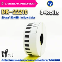 8 rolls brother compatible yellow color dk 22210 label 29mm30 48m continuous compatible for brother label printer ql 570700