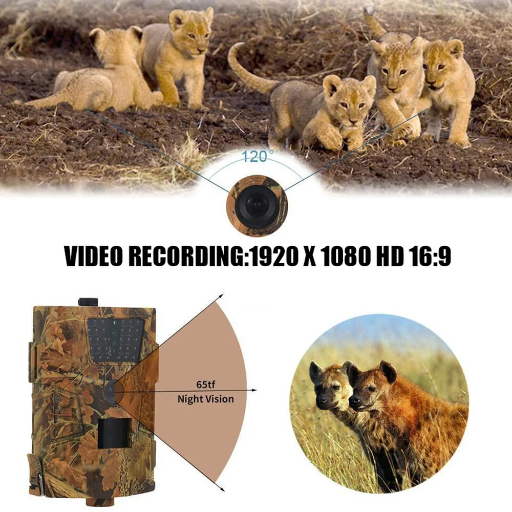 Камера 12MP 1080P для охоты инфракрасная камера ночного видения с углом обзора 120