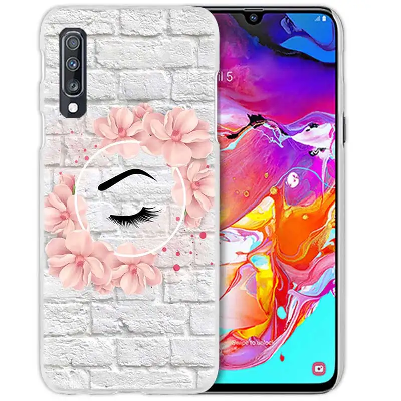 07 Розовый с принтом ресниц чехол для samsung Galaxy A50 A70 A20e A40 A30 A20 A10 A8 A6 плюс A9 A7 жесткий прозрачный поликарбонатный чехол для телефона чехол - Цвет: 07