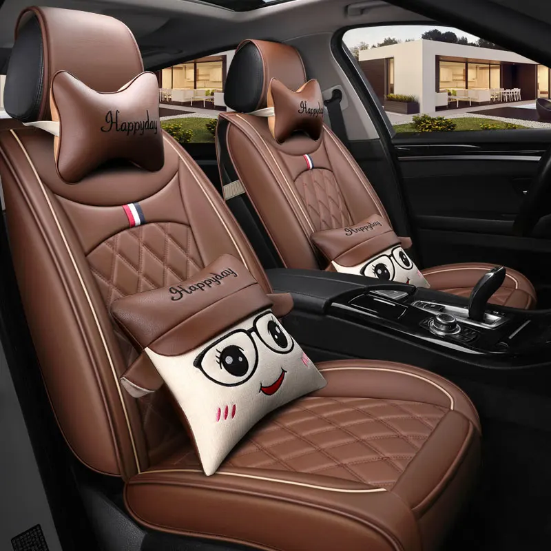 Кожаные Защитные чехлы на сиденье автомобиля авто подушка мультяшная поясничная