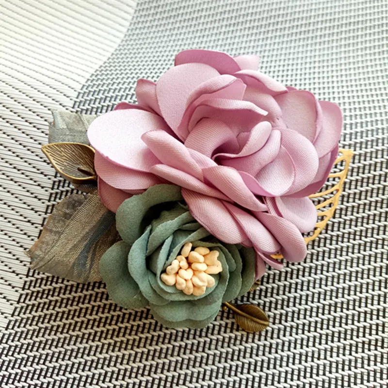 New Woman Brooches Handmade Yard Fabric Flowers Pin Vintage Leaf Suits Fashion Jewelry Coat Corsage Accessories | Украшения и