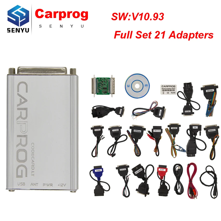 Carprog V10.93 полный набор со всеми 21 элементами адаптеров ЭБУ программатор Чип Tunning