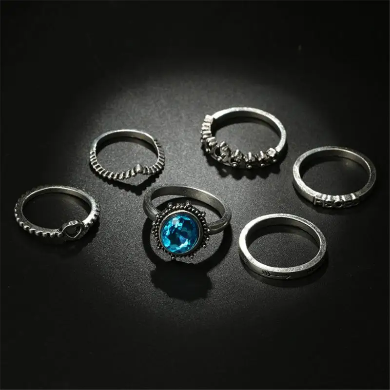 6 шт./компл. Сплав Надписи кольца в виде сердец ювелирные изделия серебро Цвет