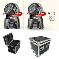 2pcslot with flightcase disco dj 7x12w rgbw led moving head light 4in1 led wash effect lighst wedding home party xmas led lamps