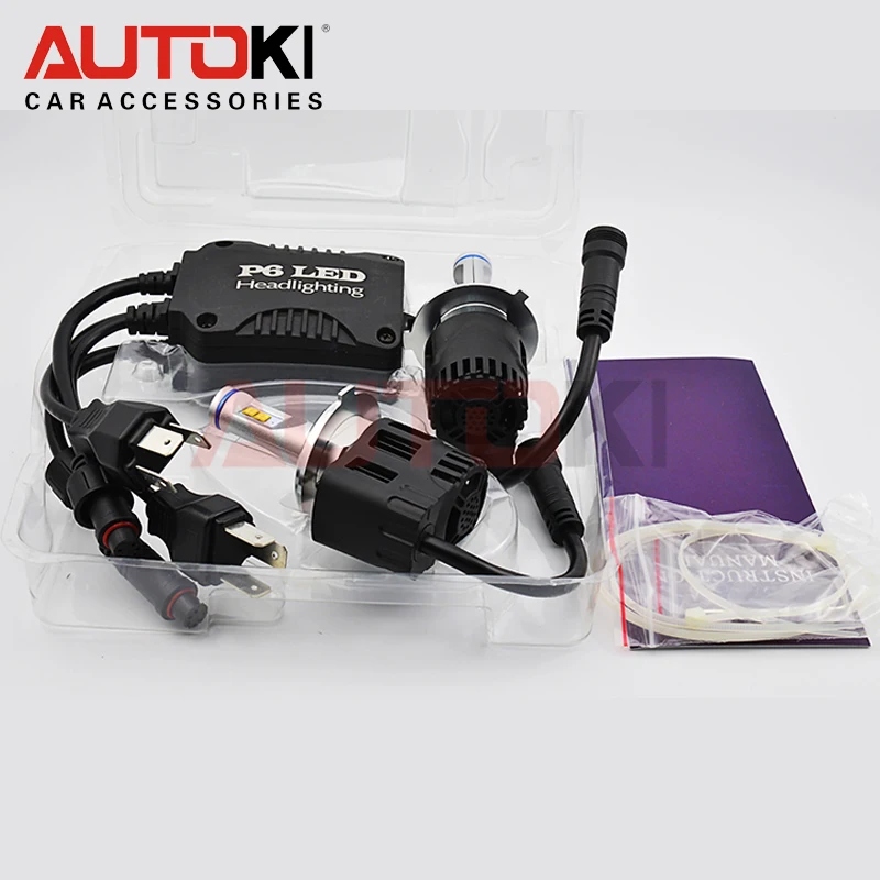 Autoki Сверхъяркие светодиодные лампы высокой мощности для автомобильных фар P6 H4 110W