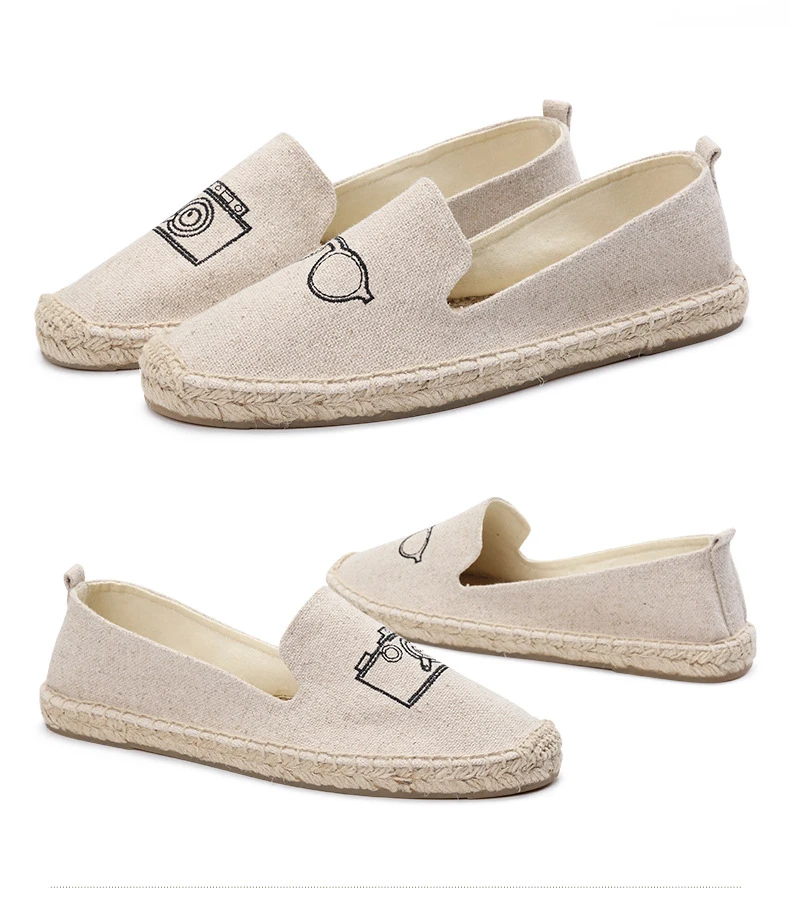 Плоские Эспадрильи из конопляной ткани эспадрильи без шнуровки | Обувь