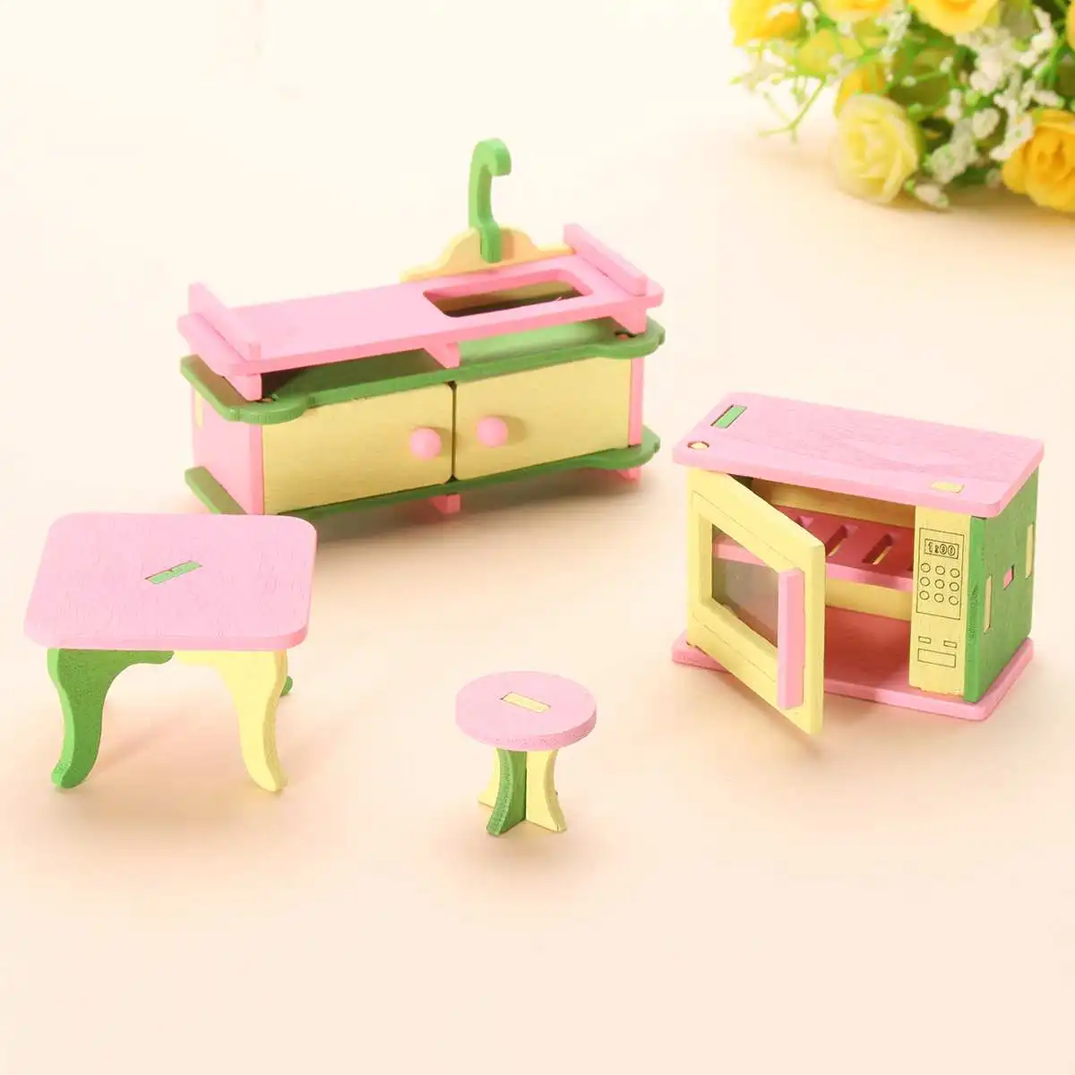 Kitchen 3 3D кукольный домик, миниатюрный домик для детей, ролевые игры, игрушки, строительные блоки, Edutation, игрушки, наборы, детские деревянные куклы, мебель - Цвет: Kitchen 3
