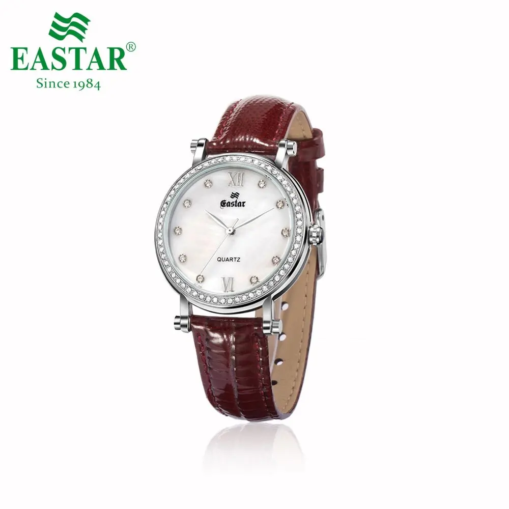 

Eastar Elegant Fashion Casual Women Wrist Watch Leather Band Buckle Timing Waterproof 3ATM Roman Index Diamonds