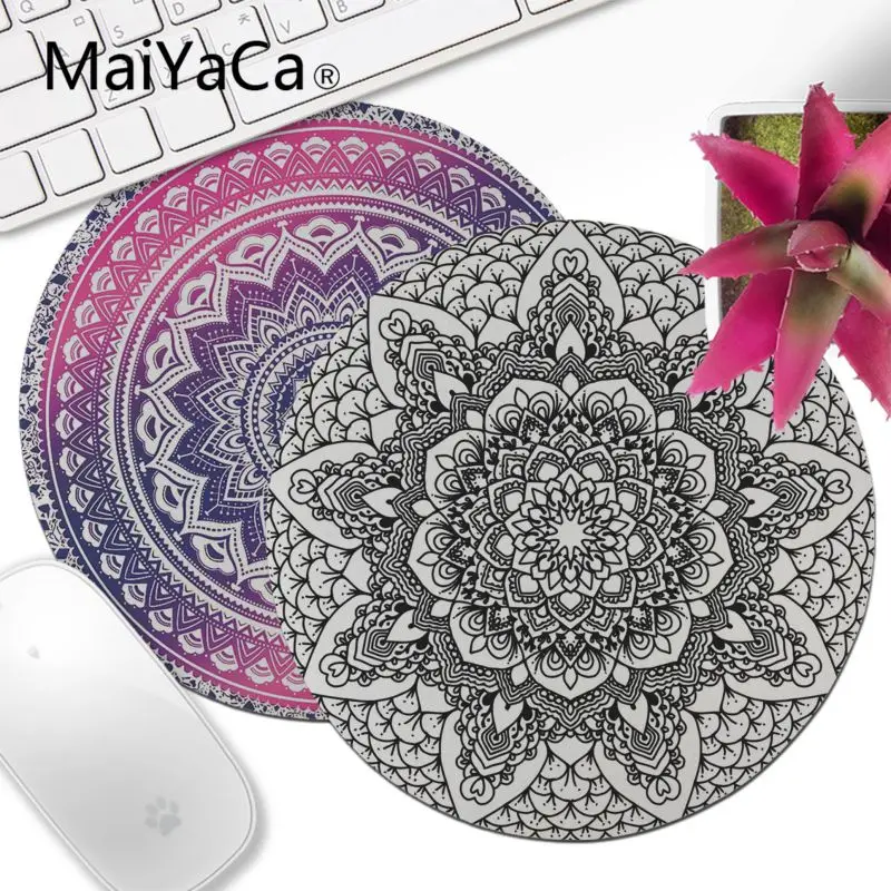 Оригинальный настольный коврик MaiYaCa с мандалой и цветами круглый для мыши