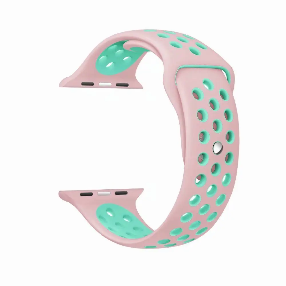 10 шт./лот силиконовые спортивные дышащий ремешок для наручных часов Apple Watch Смарт i-Watch 38/40/42/44 мм с ремешком 1/2/3/4G браслет