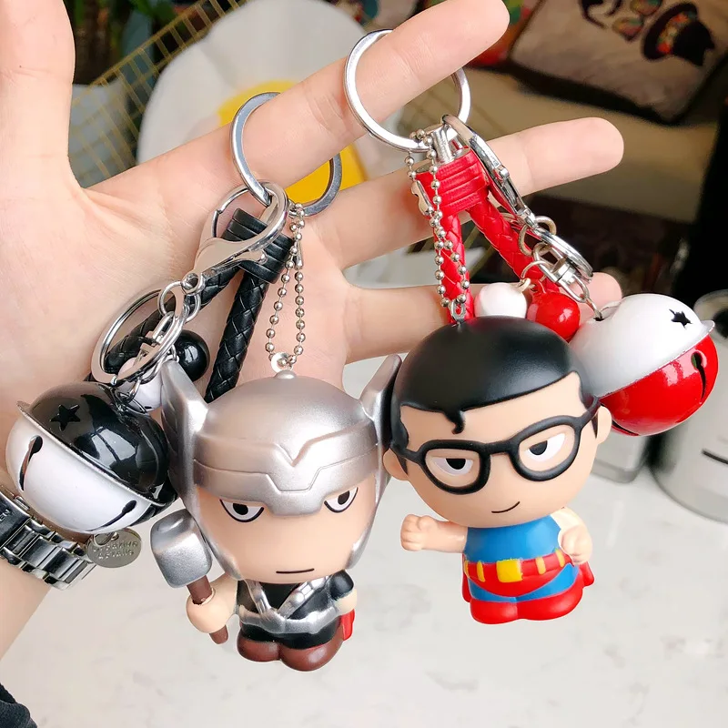Рисунки из мультфильма ПВХ Marvel брелок мстители супергерой Фигурка Человека-паука Тор Железный человек брелок детский школьный кулон подарок