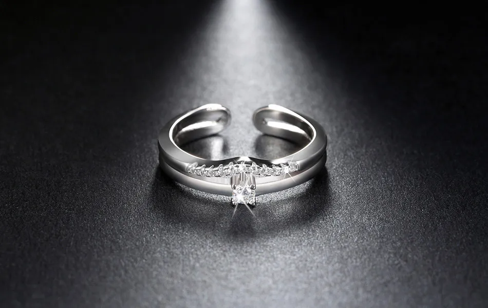 ORSA JEWELS Настоящее серебро, женские кольца, Роскошные AAA кубический цирконий, кольцо с изменяемым размером, Серебряное свадебное ювелирное изделие OSR19