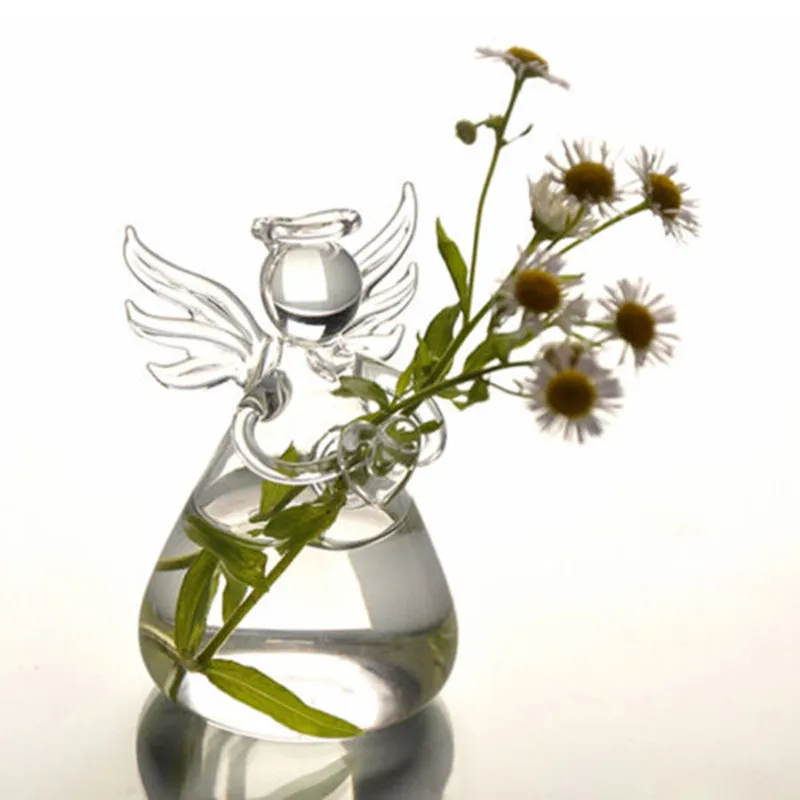 Clear Glass Angel Shape Flower Plant Hanging Vase Home Office Wedding Decor 1pcs | Дом и сад