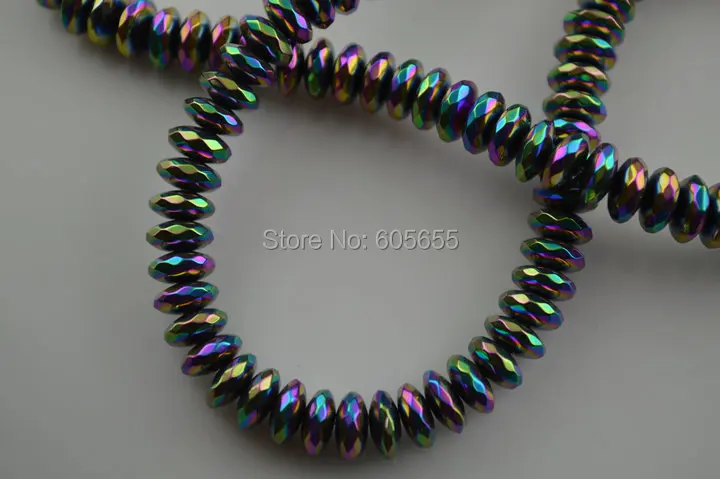 Граненые блестящие радужные 3x8 мм ограненные гематит Рондель летающая тарелка |