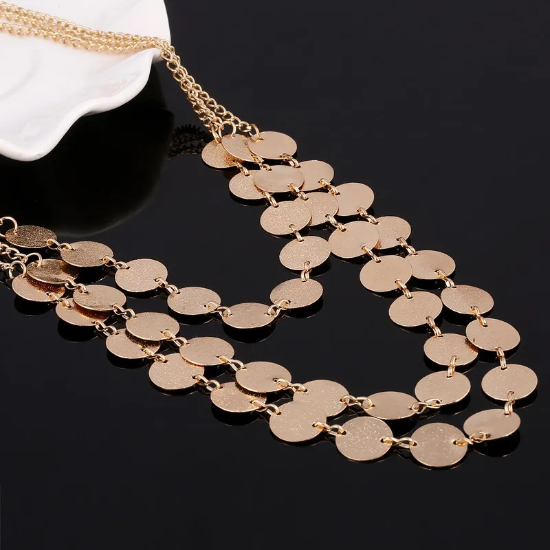 Bijoux Femme колье золотистого цвета цветной многослойный Блестящий нагрудник чокер
