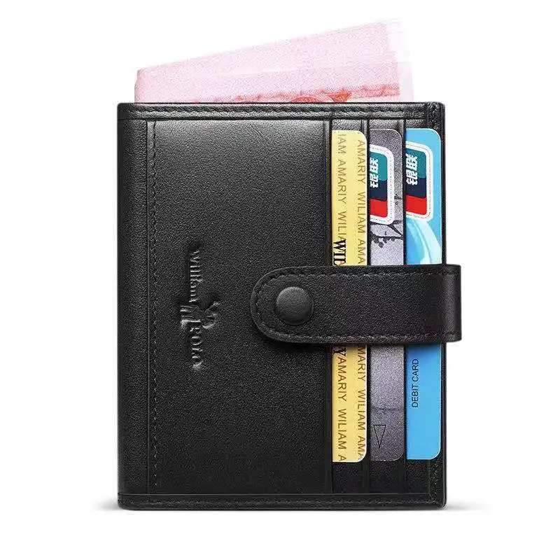 

WILLIAMPOLO wallet men small leather card holder wallet slim thin Purse genuine leather male wallet short hasp brown card purse