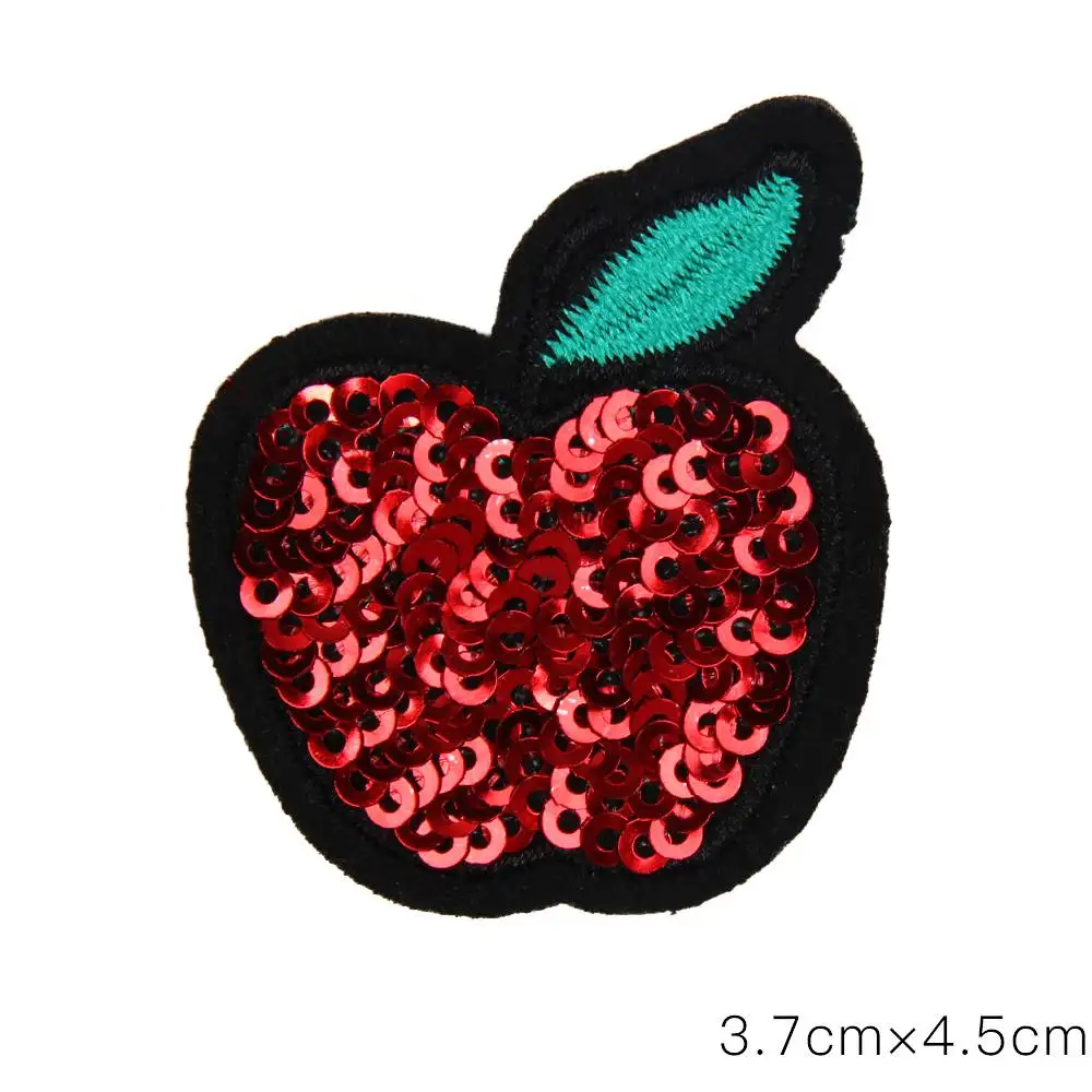 

AHB Sequin Patches Iron-On Shiny Apple Appliques Felt Cherry Accessories Clothing Stickers DIY Applique Patches