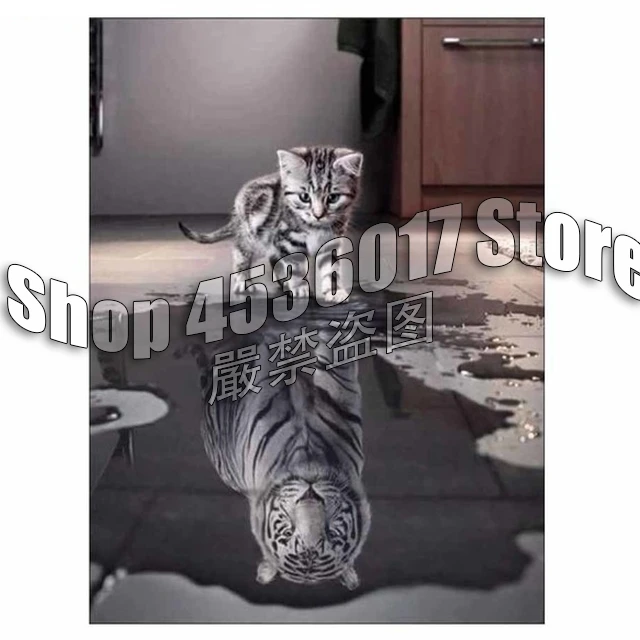 

Cat and tiger Diamond Embroidery Full Kit DIY Diamond Painting Cross Stitch Animals Picture Rhinestones Mosaic Wall Decoration