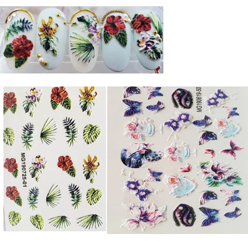 3D Новое поступление акриловая гравировка наклейка для ногтей красный цветок