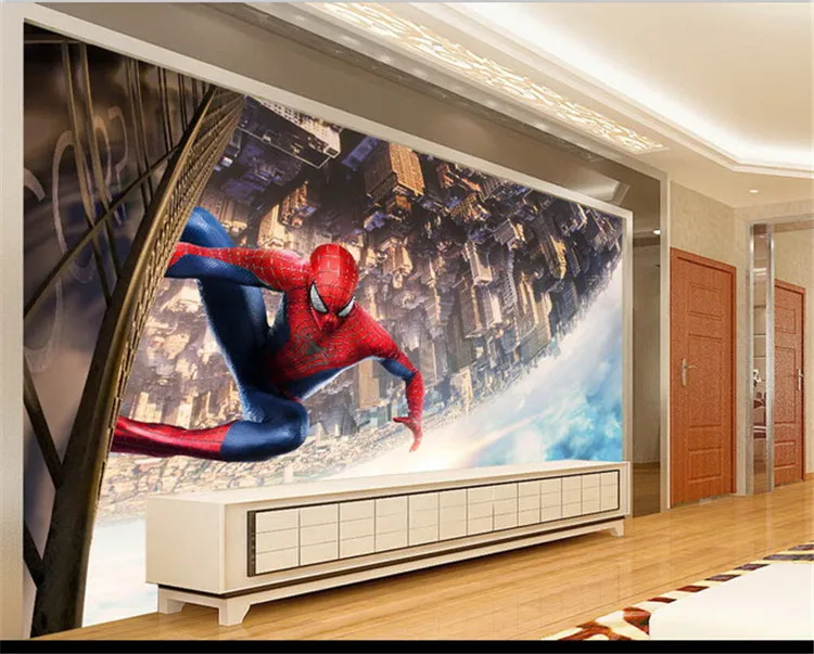 Большой Spideman мультфильм фрески 3d настенные обои для детской комнаты детская