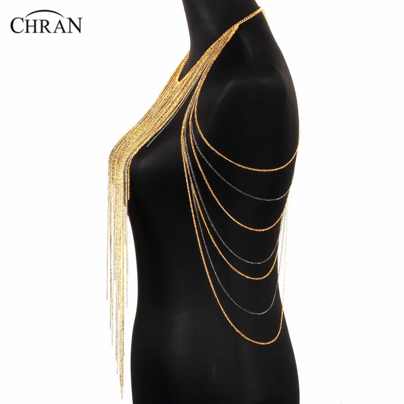 

Chran Chainmail Bra Rave Top Women Harness Tassel Necklaces Beach Chains EDC Festvial Wear Coachella Ibiza Sonar Jewelry CRBJ176