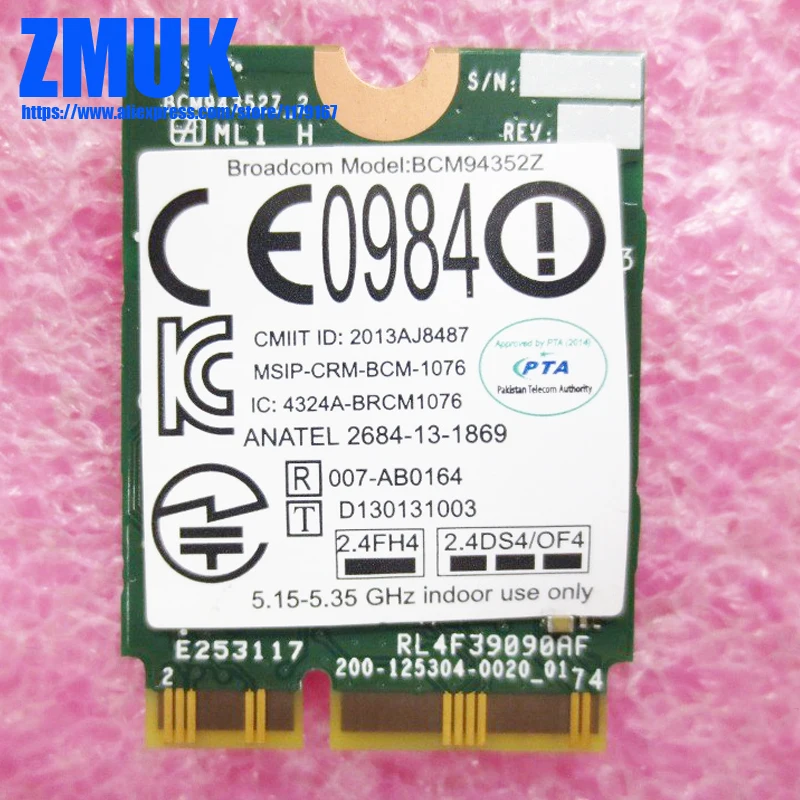 BCM94352 2x2AC + BT4.0 PCIE M.2 WLAN адаптер карта для Lenovo Thinkpad 11e (20ED-20EE) серии P/N 04X6050 SW10A11582 |