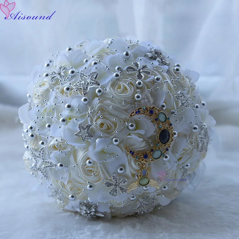 

8" Bridal Bouquet Brooch Wedding Bridal Bouquet For Decoration With Many Decorative Pearls and Bling Supplies AD557W