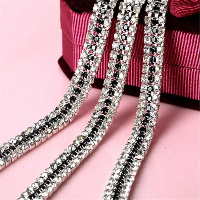 5 ярдов прозрачные и черные стразы блестящие аксессуары для шитья RT0016 | Дом сад