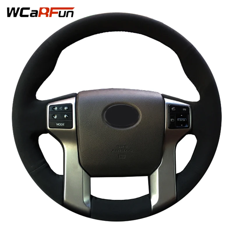 WCaRFun ручной работы черная замша авто чехол рулевого колеса автомобиля для Toyota Land Cruiser Prado 2010- Tundra Tacoma 4Runner