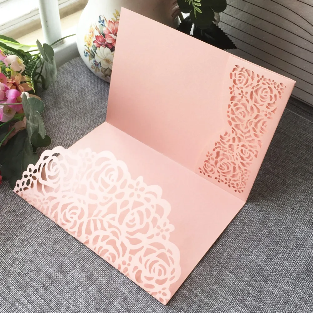 

35pcs Chic Pearl Paper Invitations Card Elegant Lace Design Wedding Card Birthday Party Decorations RSVP Dinner Invite Card