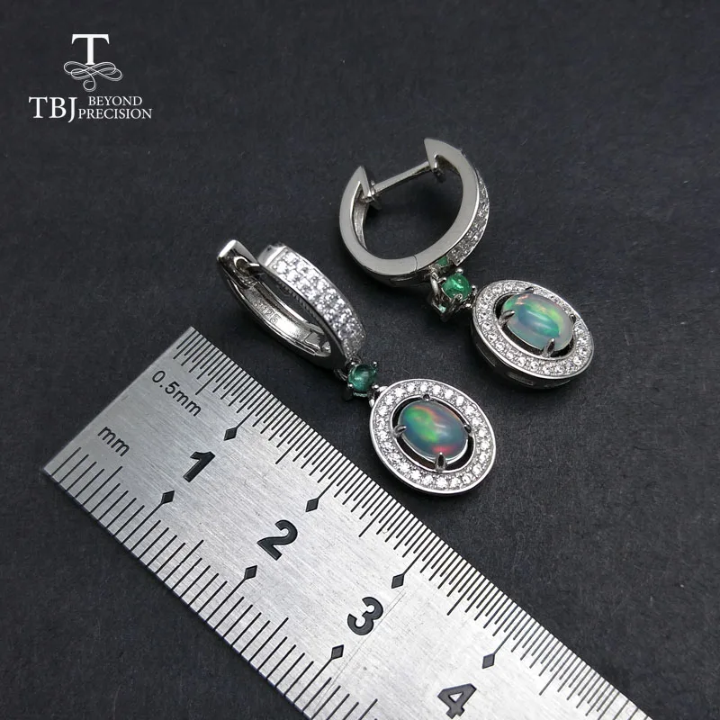 TBJ 2019 новые классические серьги с застежкой натуральным опалом и зелёный