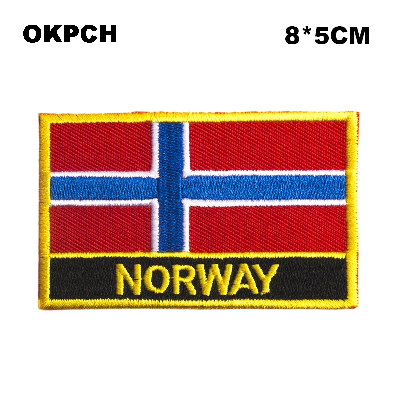 Norway Flag patcheswork fabric embroidery patch cutstom DIY stickers on clothing PT0144-R | Embroidery