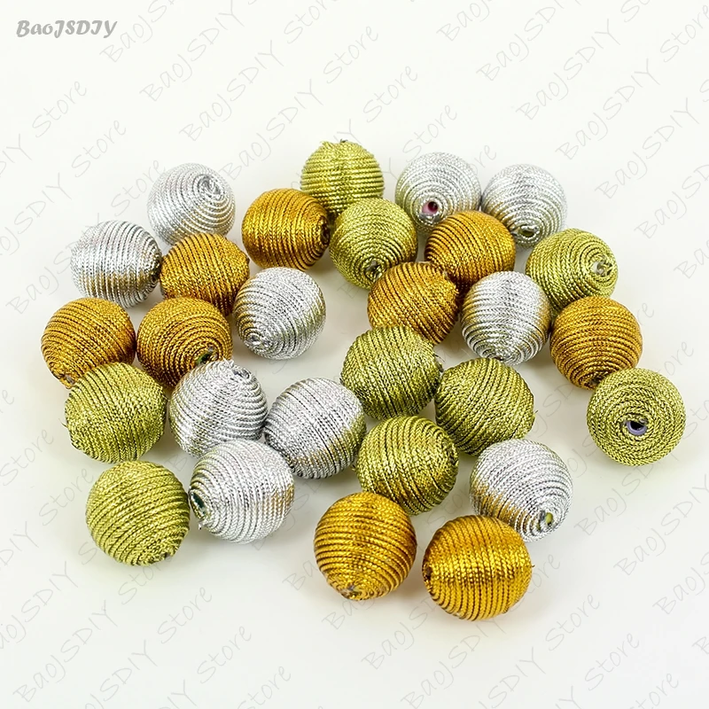 Mix Gold and Silver 10 штук 16 мм 18 мм 20 мм 22 мм 24 мм круглый акриловый шар, обернутый Воском Шнур бусины Diy ювелирных изделий Аксессуары(JM6149 - Цвет: Mix Gold and Silver