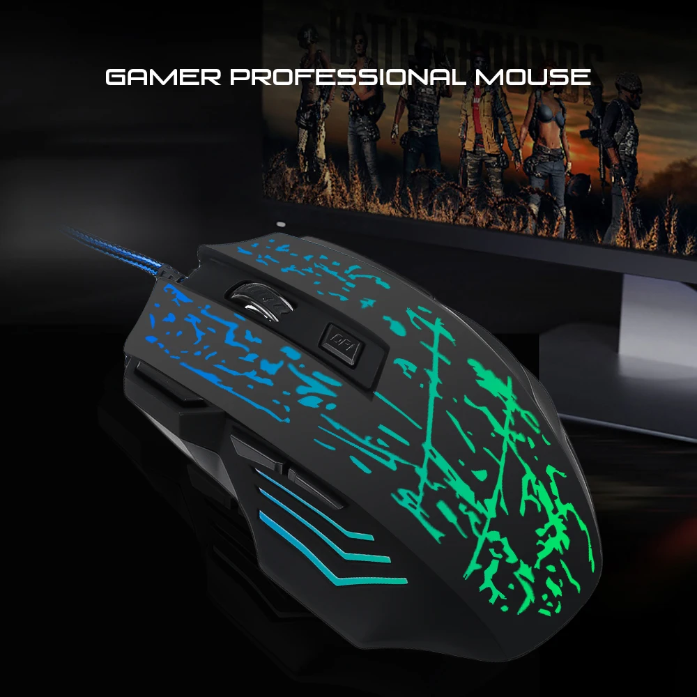 Kebidumei 5500 Точек на дюйм 7 Кнопка Светодиодный Проводная Оптическая USB Мышь Мыши для