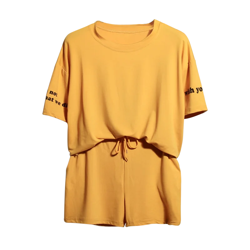 P18 l-4xl однотонный повседневный комплект из двух предметов летняя однотонная