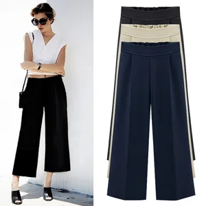 Новый стиль шифоновые широкие брюки женские 2021 Демисезонный Высокая талия брюки с широкими штанинами женский Повседневные свободные штаны размера плюс S-6XL