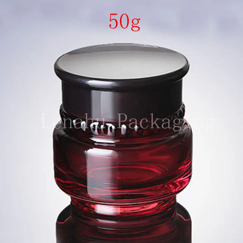 Wholesale 50g Red Glass Bottle , 50cc Cream/Mask/Eye Cream Bottle, Comestic Packaging Container(6PC/Lot)