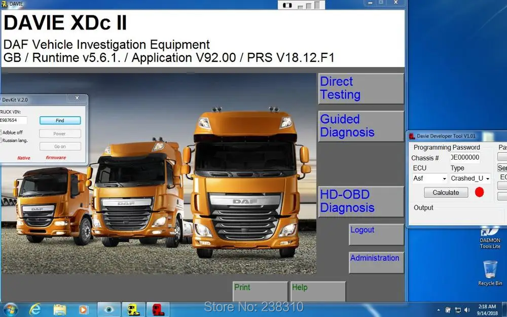 Новинка года для paccar и DAF Davie VCI 560 Mux двигатель диагностический инструмент с CF-19 ноутбука
